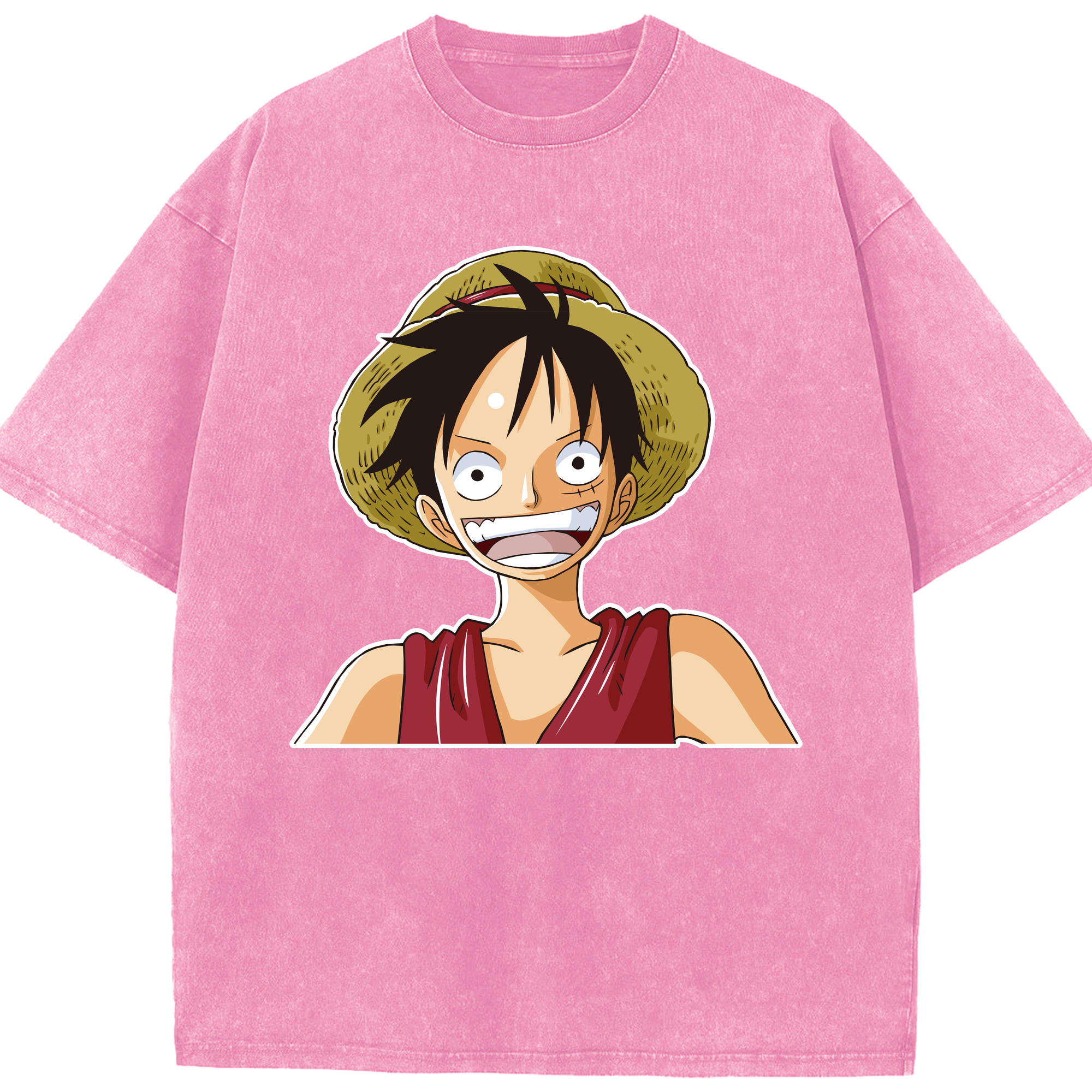 ワンピース モンキー・D・ルフィ ONE PIECE Monkey D. Luffy 綿100% ヴィンテージ風 半袖Tシャツ（フロントプリント）